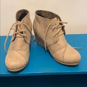 Tan Suede Wedge Booties